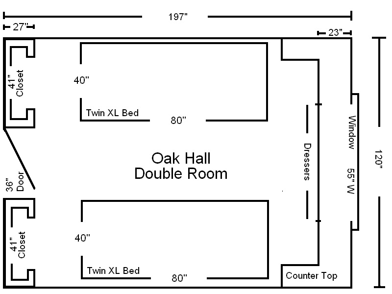 Oak Hall room diagram