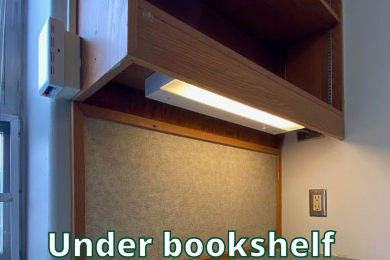 Pine under shelf book light