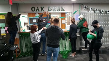 Decorating Oak Hall front desk