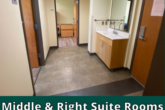 Middle & Right Suite Room in 3-Person Suite Entryway with Shared Sink