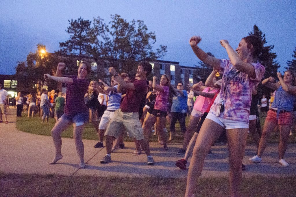 BSU students dancing during welcome week event in 2022