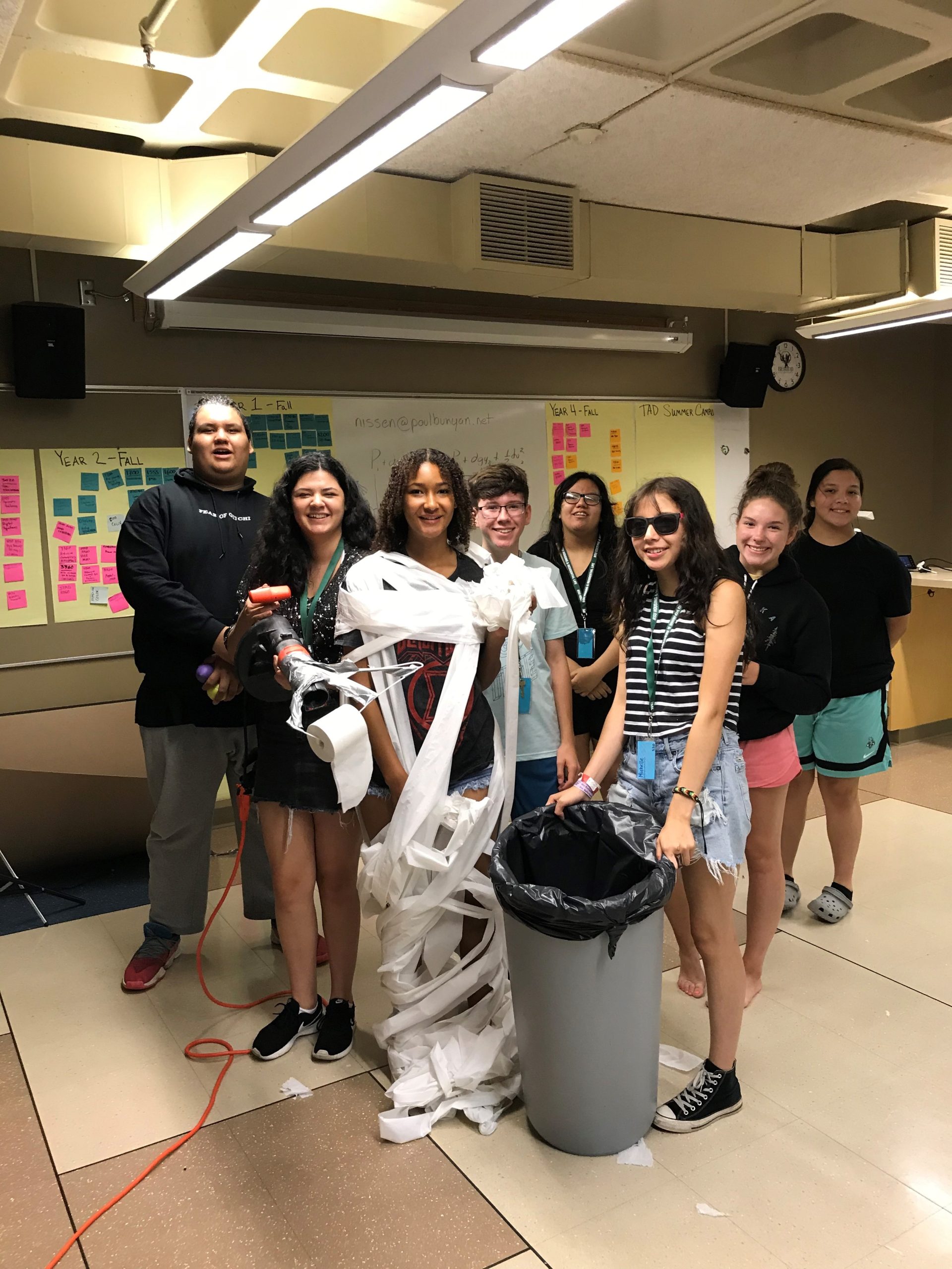 Upward Bound students in a science classroom