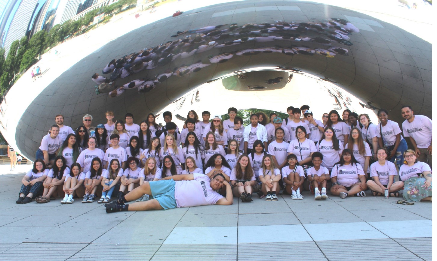 Group of students in front of the Bean in Chicago